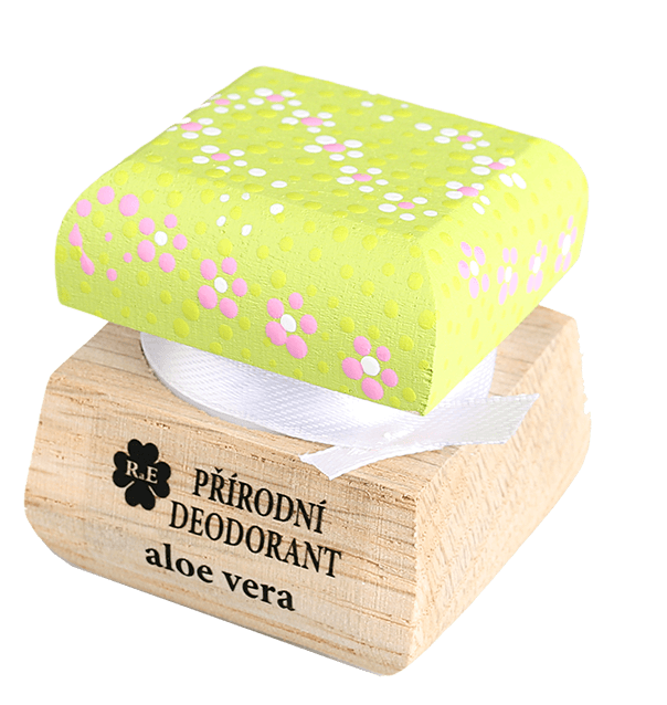 Přírodní krémový deodorant s vůní aloe vera a přidaným extraktem z aloe - s ručně malovaným víčkem 15 ml