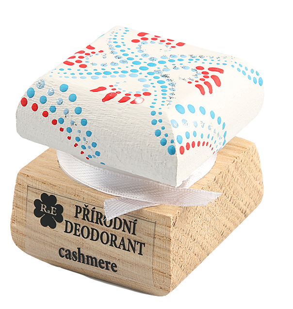 Přírodní krémový deodorant Cashmere s ručně malovaným víčkem - bílo-červená 15 ml